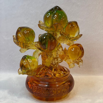 liuli Crystal Peaches Tree for Longevity Health 1,601g 175.0 by 150.0 by 90.0mm - Huangs Jadeite and Jewelry Pte Ltd
