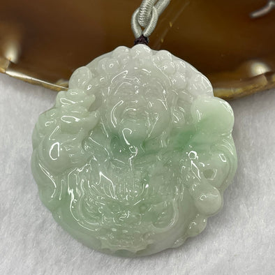 Type A Lavender and Green Jade Jadeite God of Fortune - 44.76g 51.8 by 50.0 by 9.3mm - Huangs Jadeite and Jewelry Pte Ltd