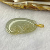 18K (PRE_LOVE) Yellow Gold Type A ICY Green Yellow Jadeite Ruyi 2.80g 26.5 by 15.8 by 3.1mm - Huangs Jadeite and Jewelry Pte Ltd