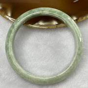 Type A Green with Spicy Green Patches Jade Jadeite Bangle 42.59g inner Dia 59.0mm 11.3 by 7.5mm (External Rough) - Huangs Jadeite and Jewelry Pte Ltd