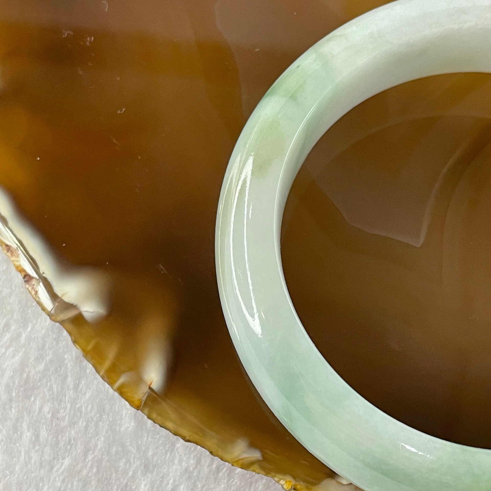 Type A Lavender, Green and Brown Jade Jadeite Bangle 70.25g inner Dia 54.0mm 15.9 by 8.8mm (Slight Internal Line) - Huangs Jadeite and Jewelry Pte Ltd