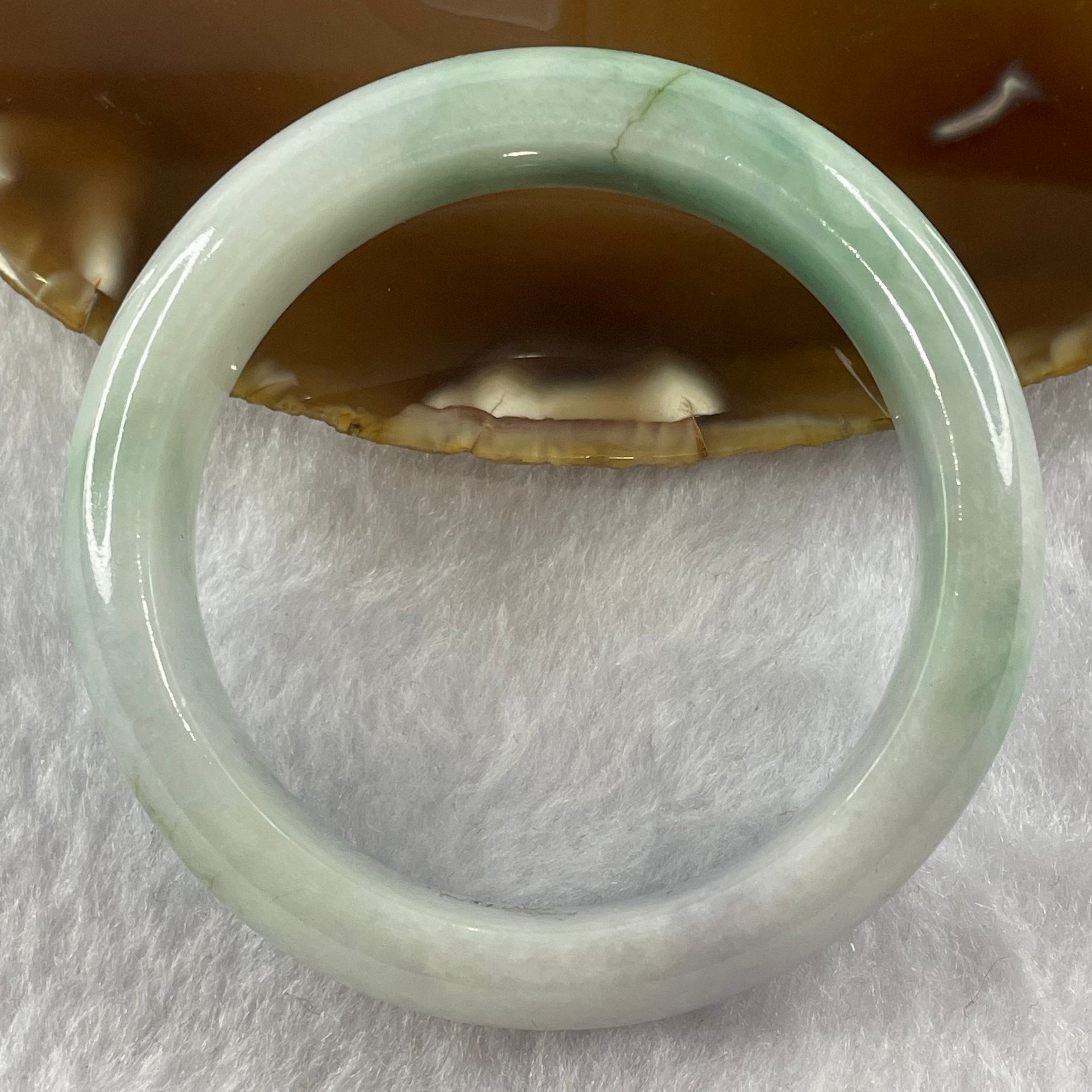 Type A Lavender, Green and Brown Jade Jadeite Bangle 70.25g inner Dia 54.0mm 15.9 by 8.8mm (Slight Internal Line) - Huangs Jadeite and Jewelry Pte Ltd