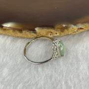 Type A ICY Jelly Faint Sky Blue Jadeite in 925 silver Ring 2.29g stone about 9.0 by 7.7 by 3.2mm Adjustable Size - Huangs Jadeite and Jewelry Pte Ltd