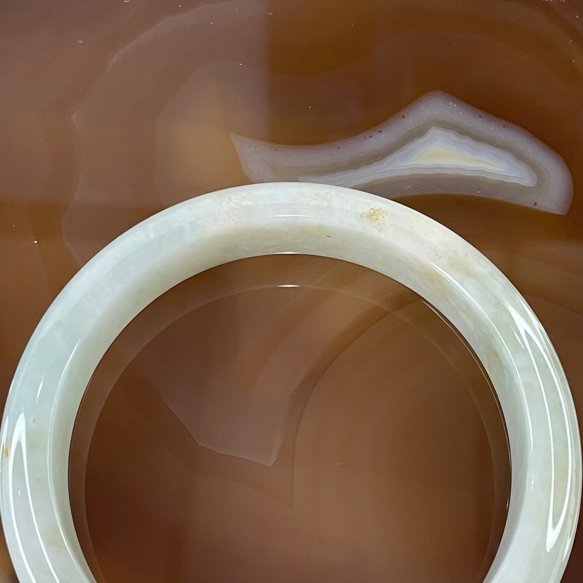 Type A Green with Red Patches Jade Jadeite Bangle 59.78g inner Dia 59.5mm 13.7 by 7.9mm (Slight External Rough) - Huangs Jadeite and Jewelry Pte Ltd