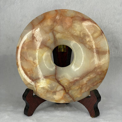 Green Onyx Calcite Large Ping An Kou with Wooden Stand 701.3G 150.0 by 50.8 by 165.0mm - Huangs Jadeite and Jewelry Pte Ltd