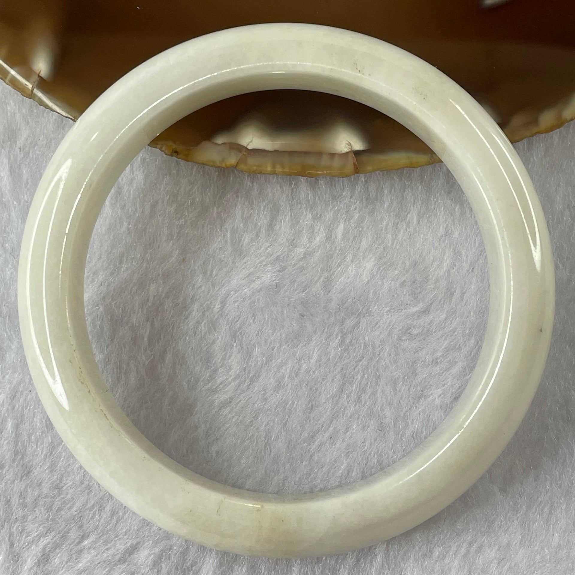 Type A Faint Yellow and Lavender Jade Jadeite Bangle 56.77g inner Dia 58.5mm 12.5 by 8.2mm (Internal Lines) - Huangs Jadeite and Jewelry Pte Ltd