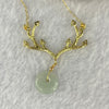 14KGF Necklace with Type A Semi Icy Faint Green Ping An Kou 12.6 by 3.1mm 4.69g - Huangs Jadeite and Jewelry Pte Ltd