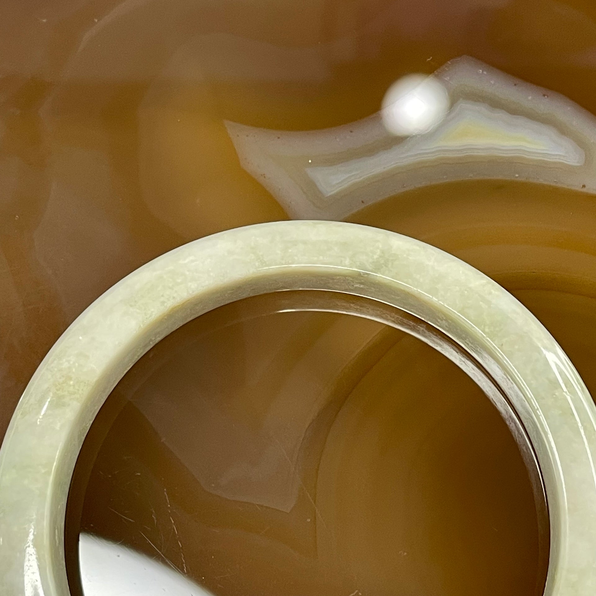 Type A Green and Lavender Jade Jadeite Bangle 40.13g inner Dia 56.6mm 9.7 by 7.8mm (Slight External Rough) - Huangs Jadeite and Jewelry Pte Ltd