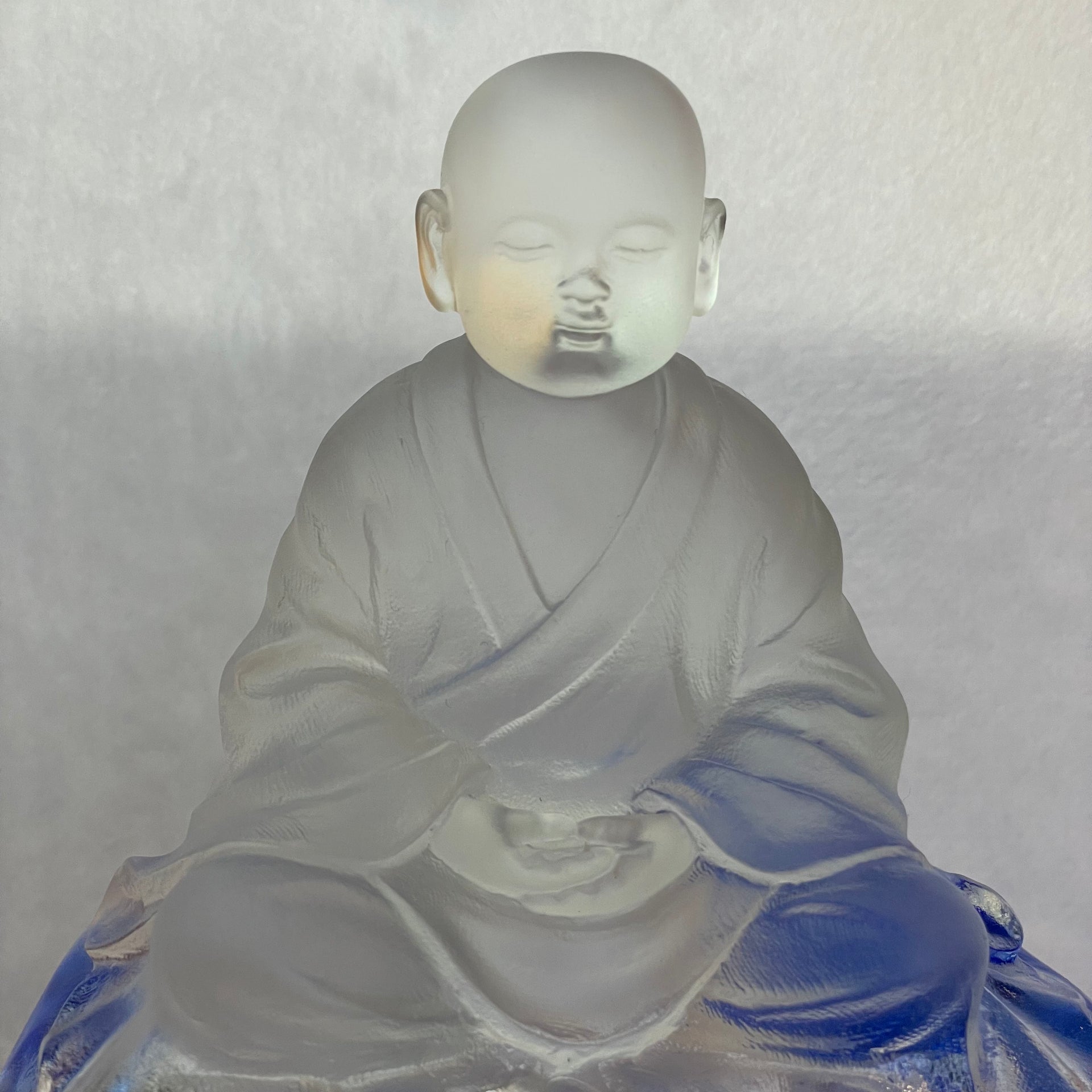 Liuli Crystal Monk Display 2,929g 158.0 by 122.0 by 255.0mm - Huangs Jadeite and Jewelry Pte Ltd