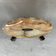 Green Onyx Calcite Large Ping An Kou with Wooden Stand 701.3G 150.0 by 50.8 by 165.0mm - Huangs Jadeite and Jewelry Pte Ltd