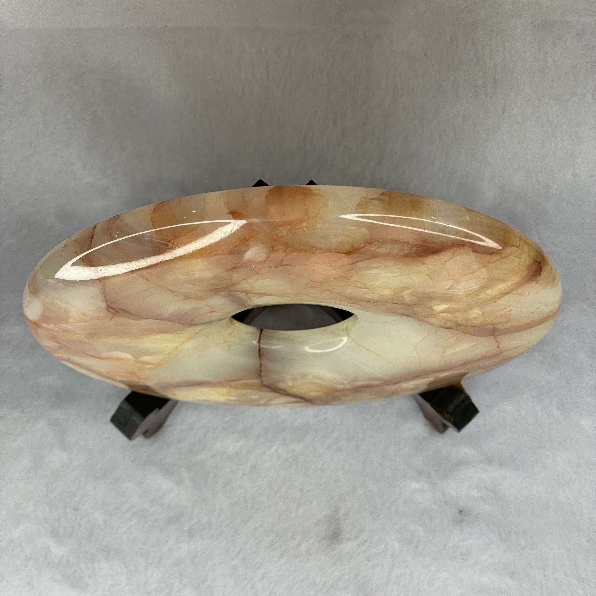 Green Onyx Calcite Large Ping An Kou with Wooden Stand 701.3G 150.0 by 50.8 by 165.0mm - Huangs Jadeite and Jewelry Pte Ltd