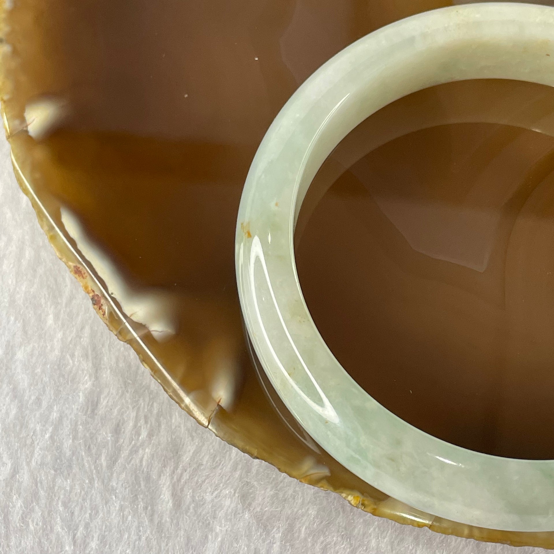 Type A Green with Red Patches Jade Jadeite Bangle 59.78g inner Dia 59.5mm 13.7 by 7.9mm (Slight External Rough) - Huangs Jadeite and Jewelry Pte Ltd