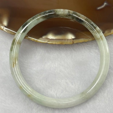 Type A Green and Brown Jade Jadeite Round Bangle 17.67g inner Dia 54.6mm 6.0 by 6.1mm (Slight External Rough) - Huangs Jadeite and Jewelry Pte Ltd