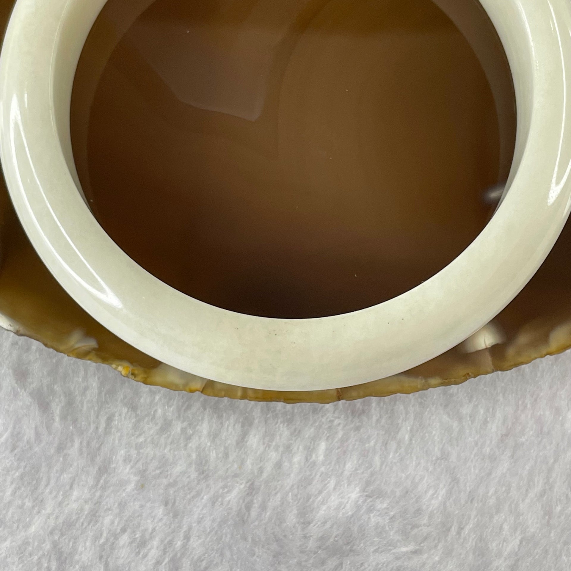 Type A Faint Yellow and Lavender Jade Jadeite Bangle 56.77g inner Dia 58.5mm 12.5 by 8.2mm (Internal Lines) - Huangs Jadeite and Jewelry Pte Ltd