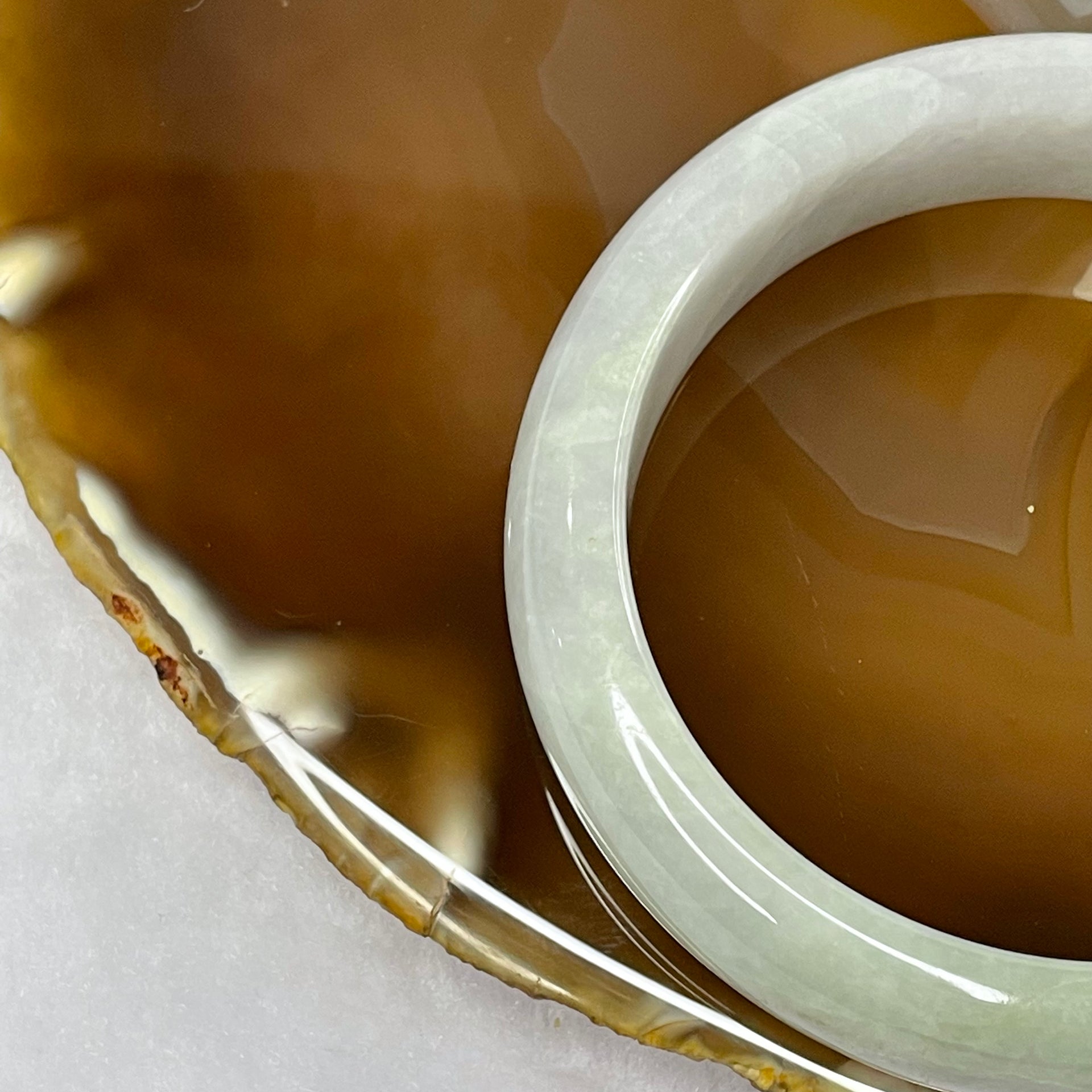 Type A Green and Lavender Jade Jadeite Bangle 53.62g inner Dia 53.5mm 13.8 by 7.9mm (Internal Line) - Huangs Jadeite and Jewelry Pte Ltd