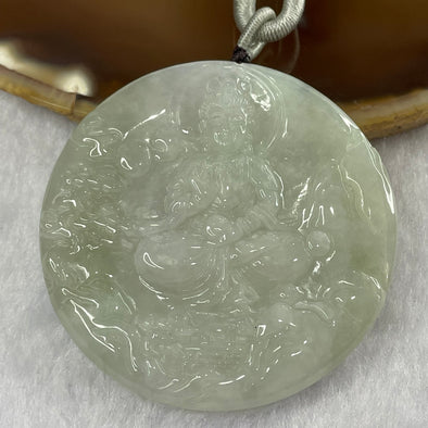 Type A Semi Icy Green Jade Jadeite Guan Yin Pendant - 35.98g 52.5 by 52.5 by 6.3 mm - Huangs Jadeite and Jewelry Pte Ltd
