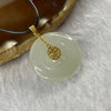 Type A Icy Faint Green Jade Jadeite Ping An Kou Pendant with 18K Gold Setting - 8.15g 24.8 by 24.8 by 5.6mm - Huangs Jadeite and Jewelry Pte Ltd