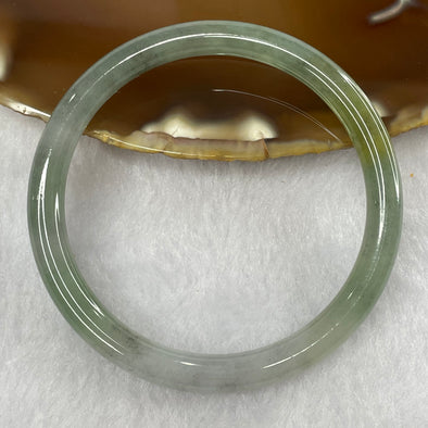 Type A Jelly Texture Green with Grey Patches Jade Jadeite Bangle 16.33g inner Dia 50.1mm 5.8 by 5.8mm (Close to Perfect) - Huangs Jadeite and Jewelry Pte Ltd