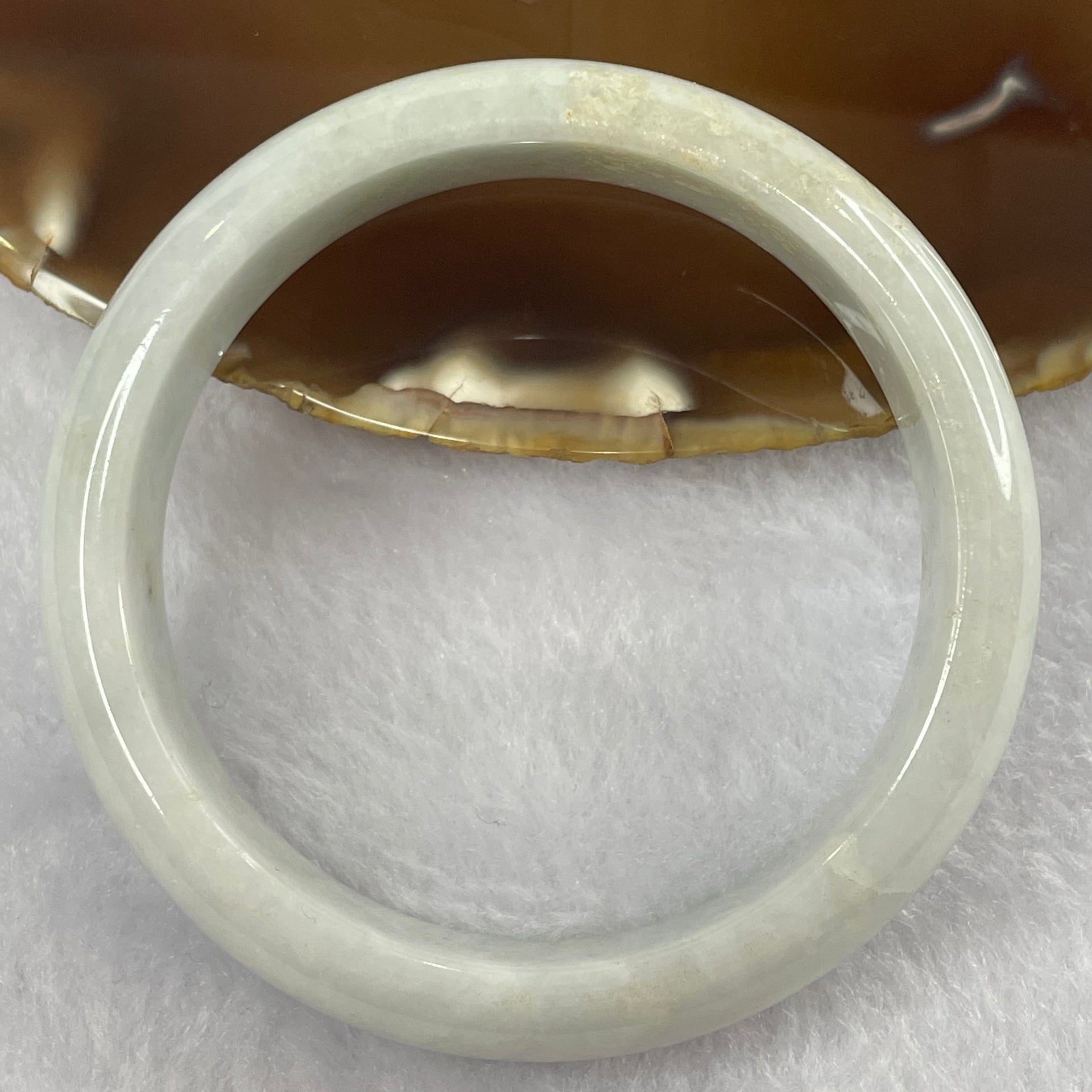 Type A Faint Lavender Jade Jadeite Bangle 55.81g inner Dia 54.7mm 14.8 by 7.3mm (Slight External Rough) - Huangs Jadeite and Jewelry Pte Ltd