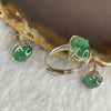 Type A ICY Jelly Medium Green in 925 silver Earrings stone 10.6 by 8.2 by 3.0mm and Ring stone 8.7 by 7.3 by 2.3mm Set Total 4.37g Adjustable Size - Huangs Jadeite and Jewelry Pte Ltd