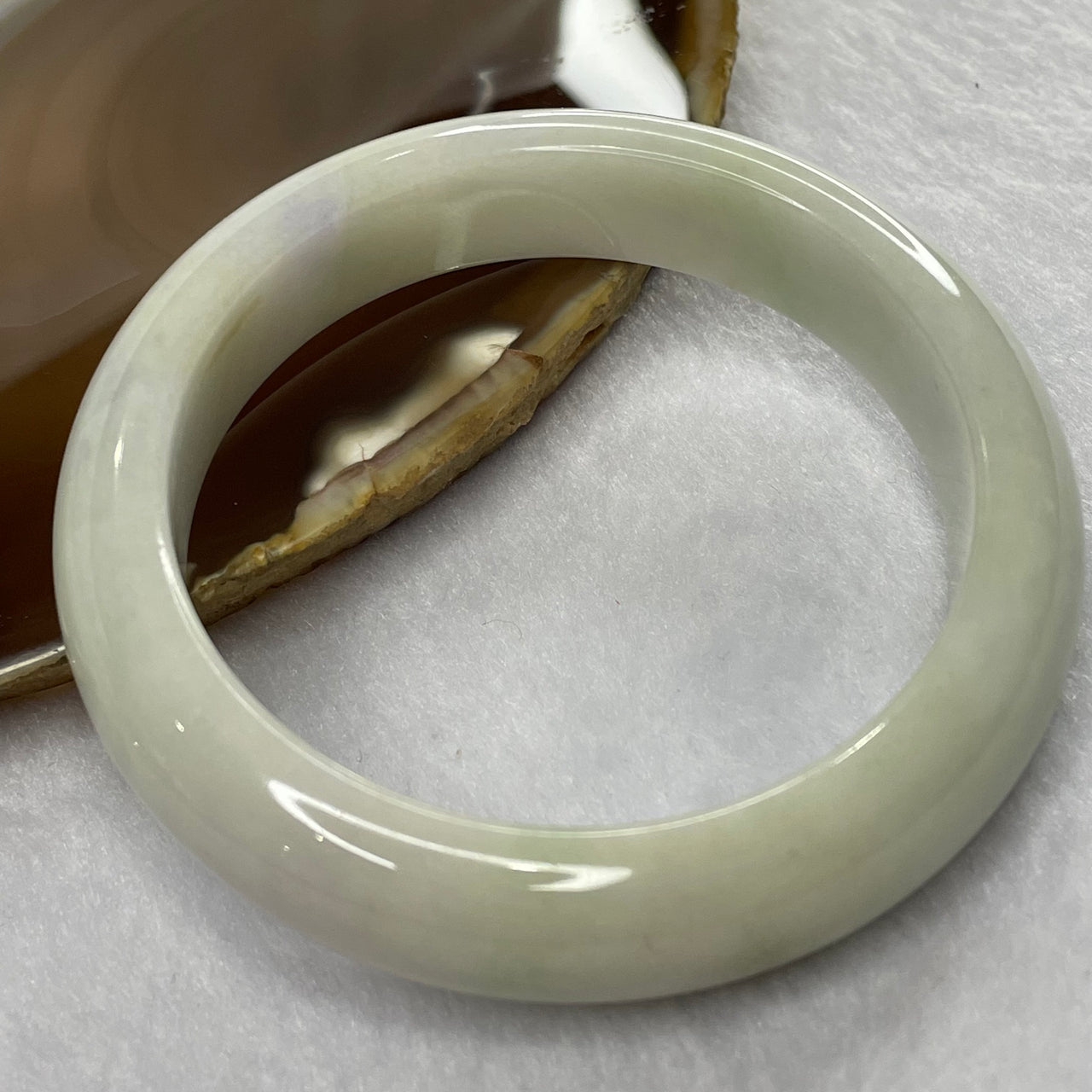 Type A Light Green with Lavender Patches Bangle 65.30g inner Dia 56.3mm 13.8 by 8.8mm (Slight External Rough) - Huangs Jadeite and Jewelry Pte Ltd