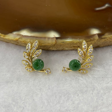 Type A Green Jade Jadeite Ping An Kou Earring - 2.22g 15.3 by 10.6 by 5.2 mm - Huangs Jadeite and Jewelry Pte Ltd