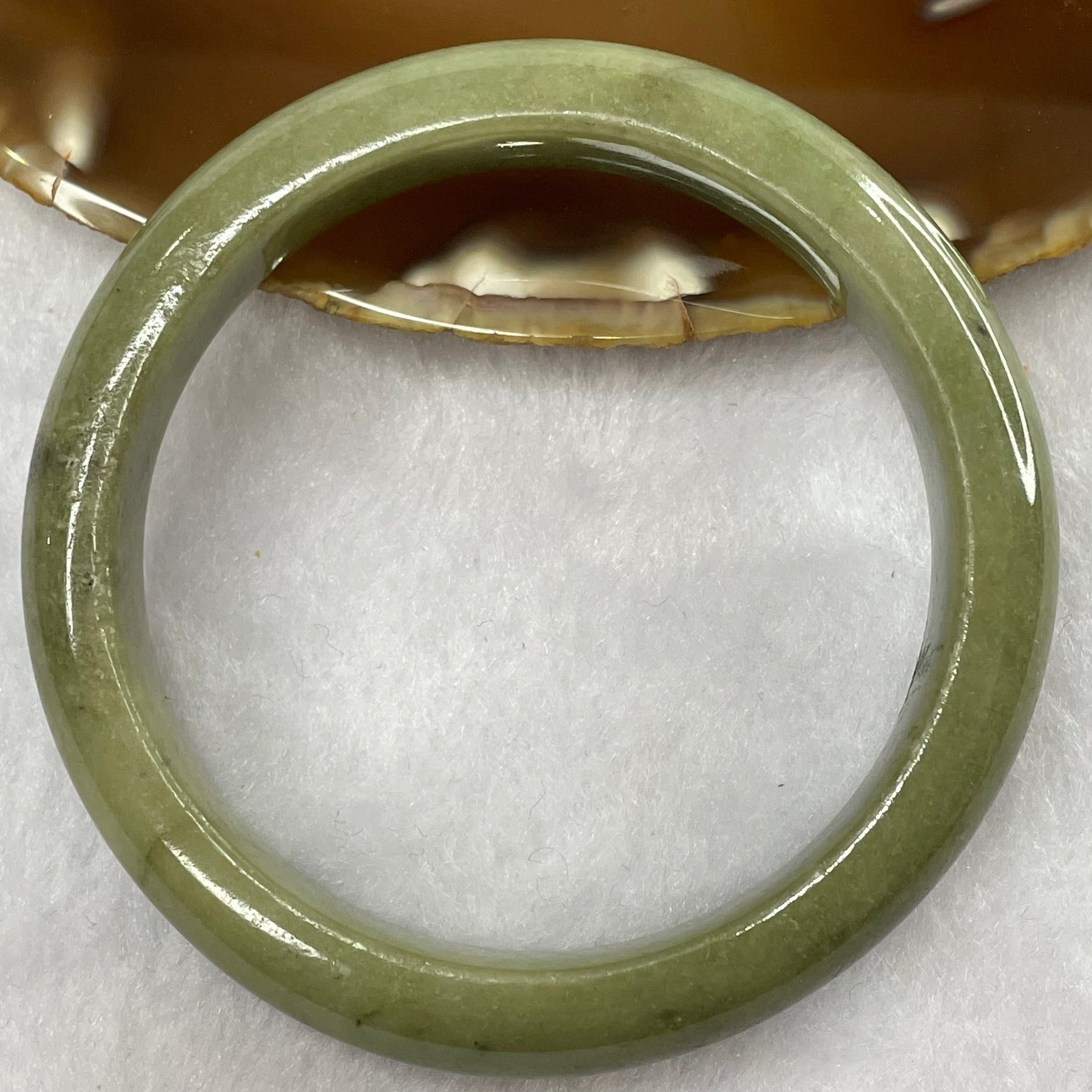 Type A Full Green Jade Jadeite Bangle 53.34g inner Dia 56.9mm 12.3 by 8.0mm (External Rough) - Huangs Jadeite and Jewelry Pte Ltd