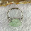 Type A ICY Green Jadeite Milo Buddha in 925 silver ring 3.54g 17.1 by 15.5 by 4.7mm - Huangs Jadeite and Jewelry Pte Ltd