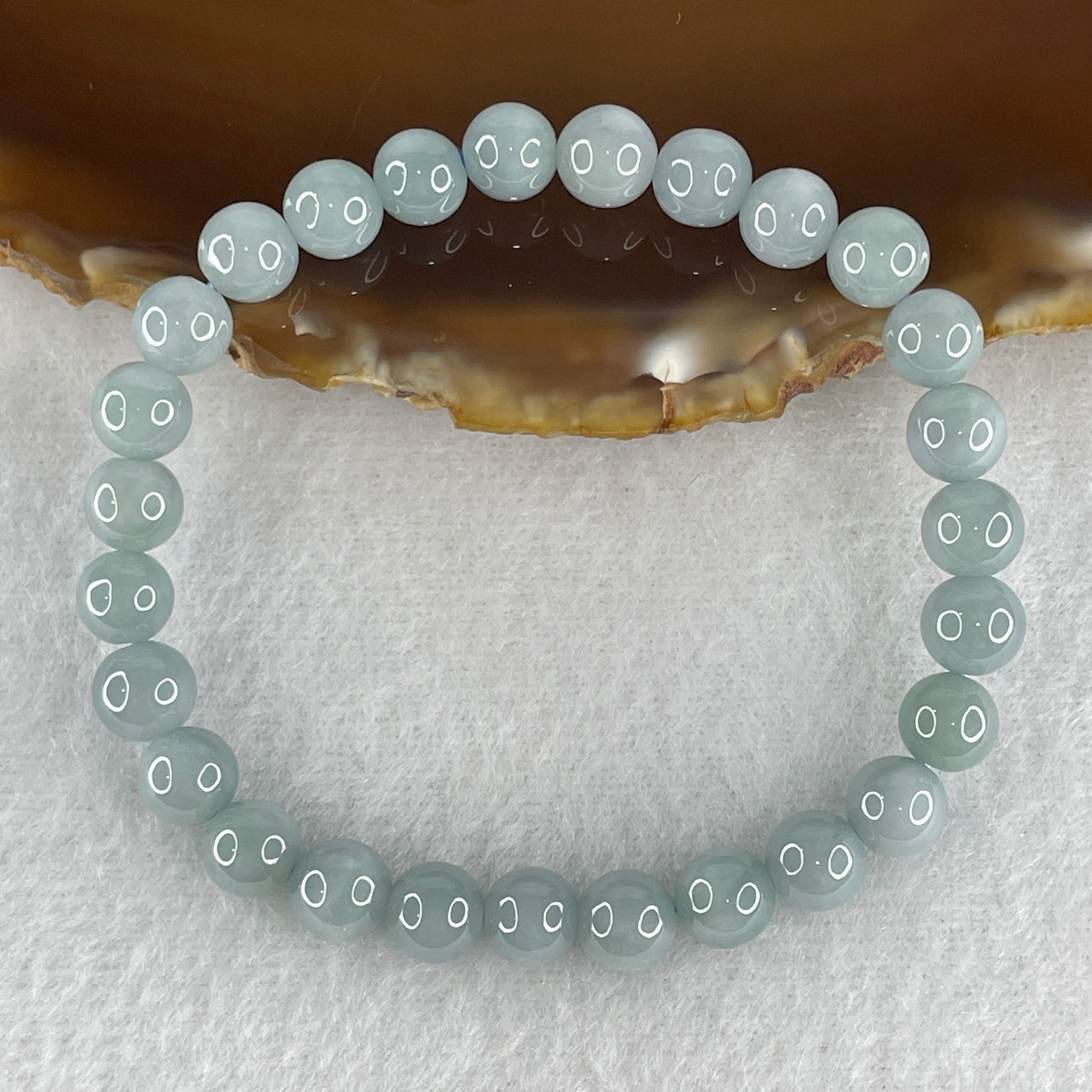 Certified Natural Type A Lavender Grey Jadeite Beads Bracelet 16.04g 15.5cm 7.1mm 27 Beads