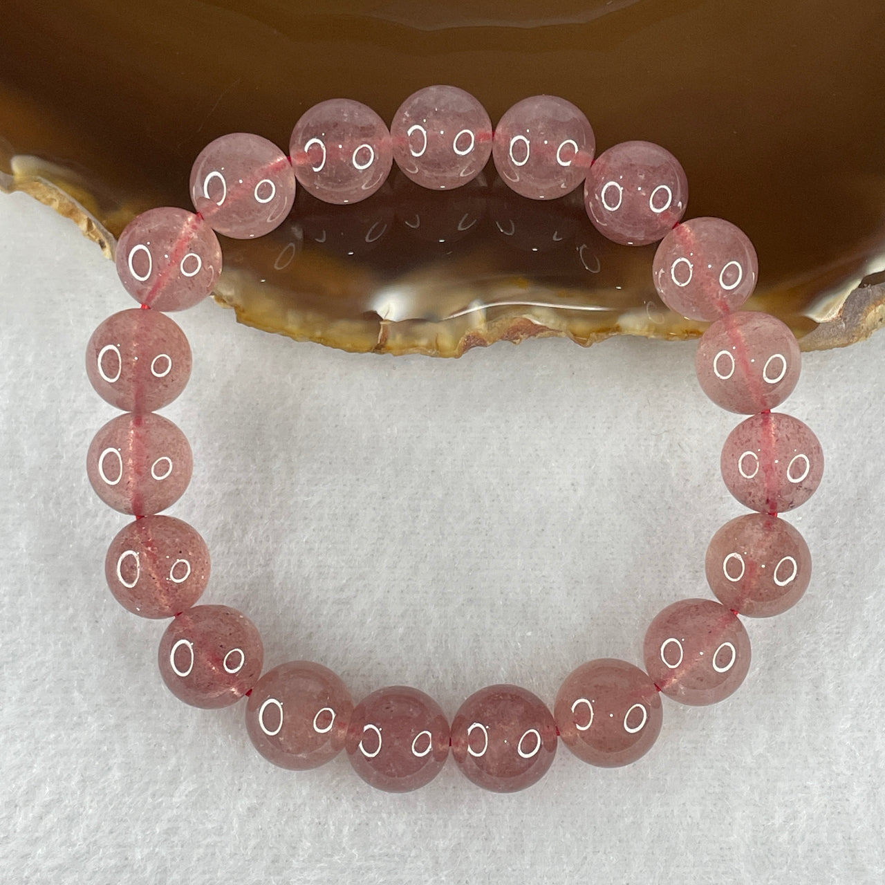 Natural Strawberry Quartz Beads Bracelet 30.52g 16cm 10.6mm 19 Beads