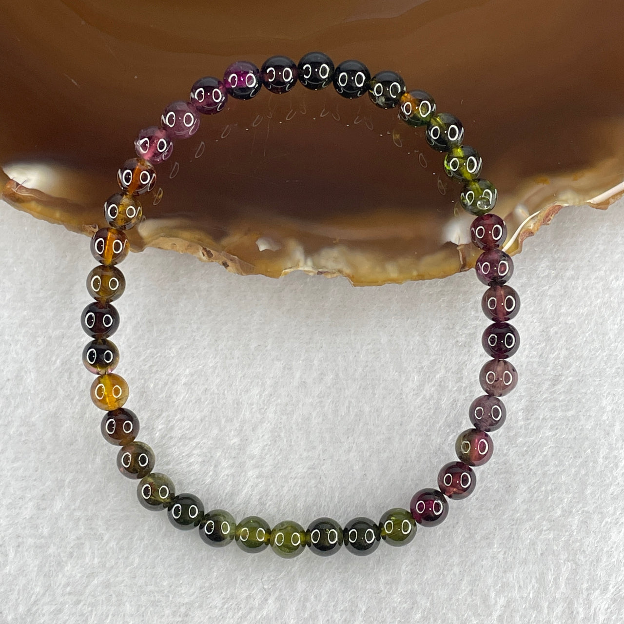 Very Good Grade Natural Rainbow Tourmaline Beads Bracelet 7.74g 16cm 5.1mm 38 Beads