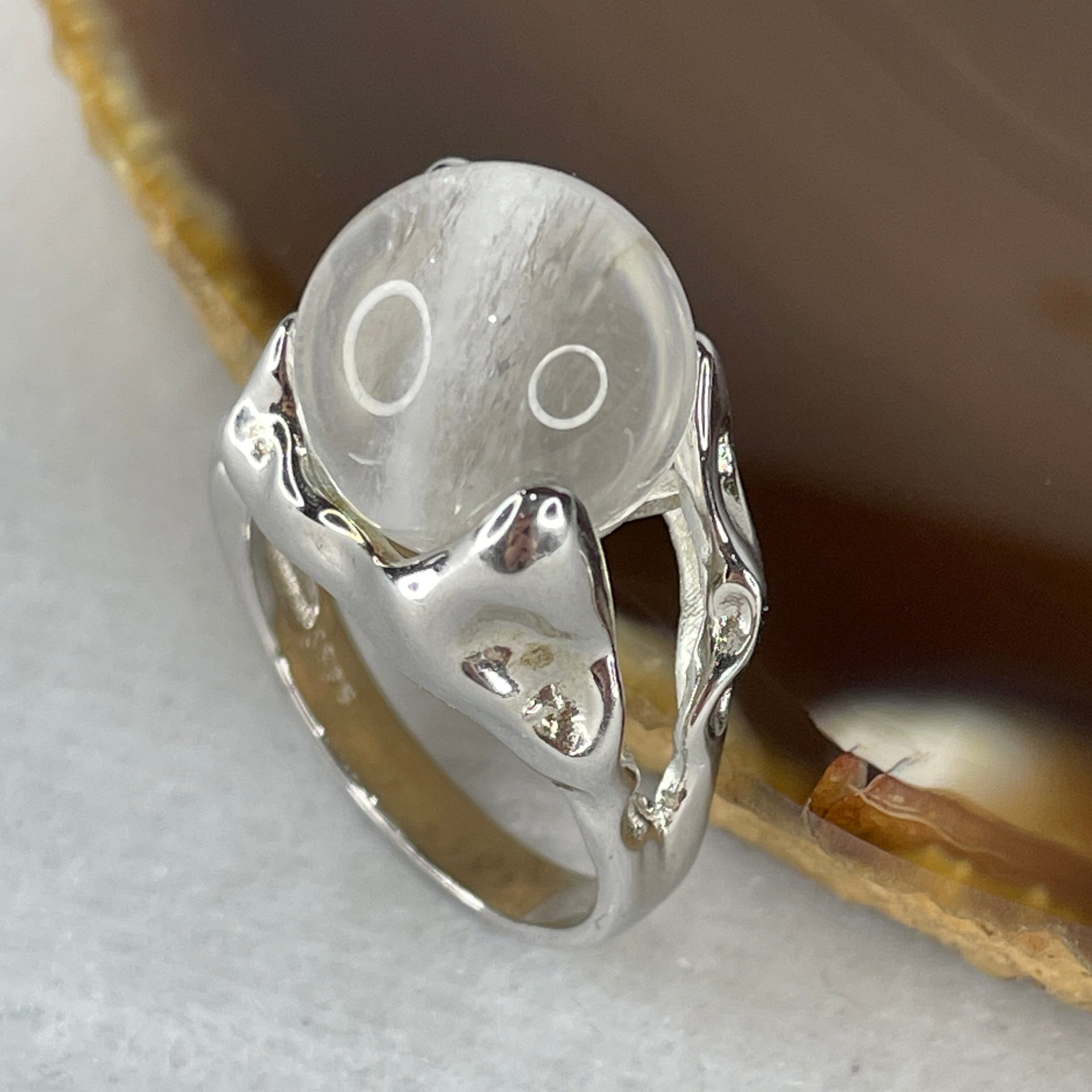 Natural-White-Phantom-Quartz-Bead-in-S925-Sliver-Ring-7.63g-13.2-by-11.0mm-US-7-HK-15