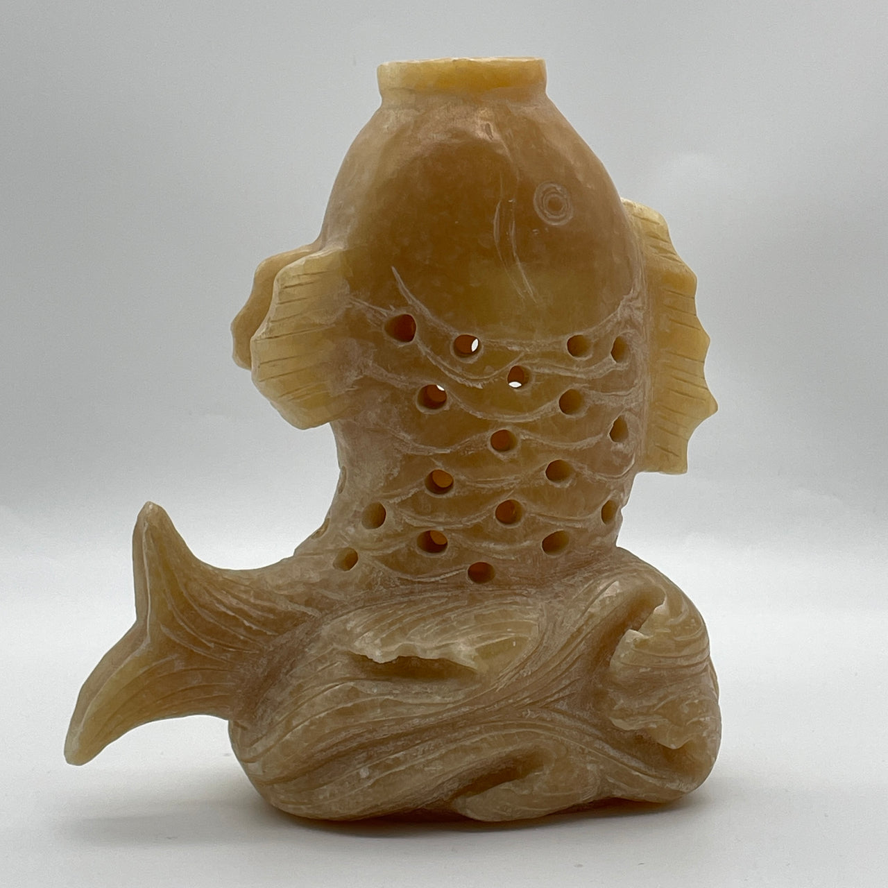 Natural Yellow Calcite Stand Carp Fish Display 1,739.4g 170.0 by 90.0 by 185.0mm