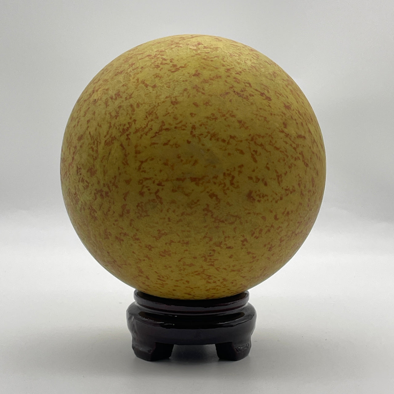 Natural Yellow Polychrome Jasper Ball Display with Wooden Stand 5,146.1g 160.0 by 190.0mm