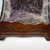 Rare Natural Amethyst with Golden and Black Rutile Display Wooden Stand - 50.4kg 520 by 470 by 380mm - Huangs Jadeite and Jewelry Pte Ltd