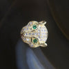 Gold Plated Copper Zirconia Cheetah head - Huangs Jadeite and Jewelry Pte Ltd