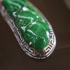 Type A Burmese Jade Jadeite 18k White Gold with Diamonds Feng Shui Peapod Pendant - Huangs Jadeite and Jewelry Pte Ltd
