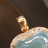 Type A Burmese Jade Jadeite Feng Shui 22k 916 Yellow Gold with Diamonds Heart Pendant 4.82g - Huangs Jadeite and Jewelry Pte Ltd