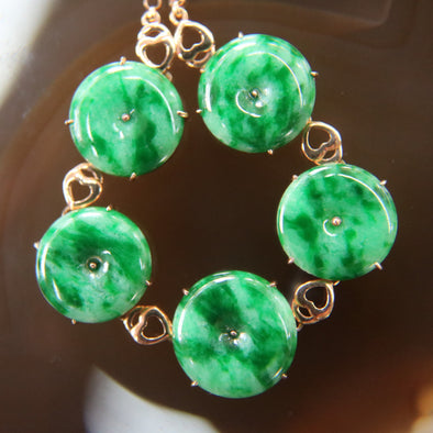 Type A Burmese Jade Jadeite 18k Rose Gold Donut Feng Shui Bracelet - 7.19g - Huangs Jadeite and Jewelry Pte Ltd