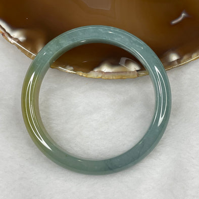 Type A Blueish Green and Yellow Jadeite Bangle 46.69g inner diameter 55.8mm 11.3 by 7.7mm - Huangs Jadeite and Jewelry Pte Ltd
