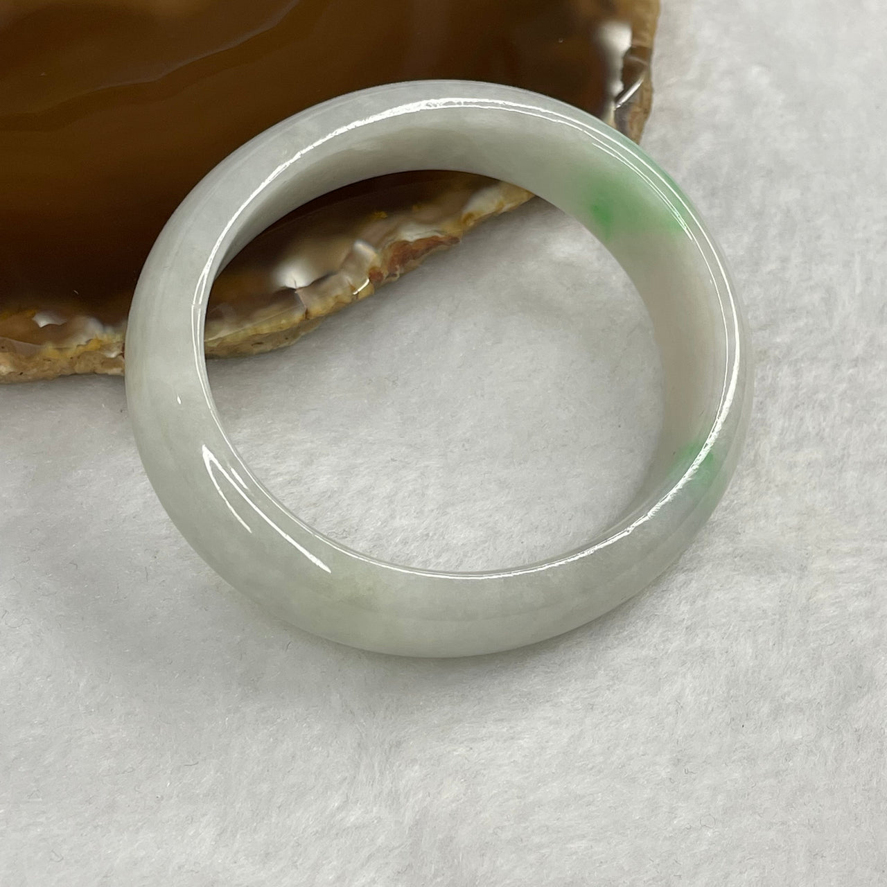 Type A Faint Green Jadeite Oval Bangle 45.98g inner diameter 55.5mm 13.9 by 6.7mm - Huangs Jadeite and Jewelry Pte Ltd