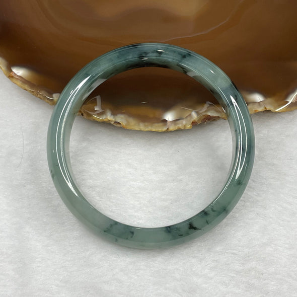 Type A Semi Icy Blueish Green Jadeite Bangle 49.29g inner diameter 57.9mm 12.8 by 7.2mm - Huangs Jadeite and Jewelry Pte Ltd