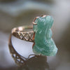 Type A Green Burmese Jade Jadeite Pixiu ring in 18k Rose Gold - 3.67g US Size 6.5 - Huangs Jadeite and Jewelry Pte Ltd
