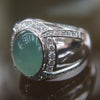 Type A Green Burmese Icy Jade Jadeite ring in 18k white gold & natural diamonds - 12.07g US Size 8 - Huangs Jadeite and Jewelry Pte Ltd