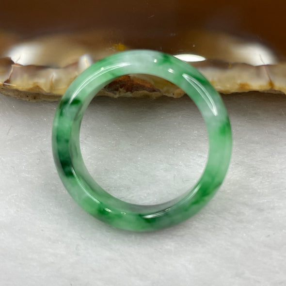 Type A Spicy Green Piao Hua Jade Jadeite Ring - 5.45g US 8.25 HK 18.5 Inner Diameter 18.6mm Thickness 6.2 by 3.2mm - Huangs Jadeite and Jewelry Pte Ltd
