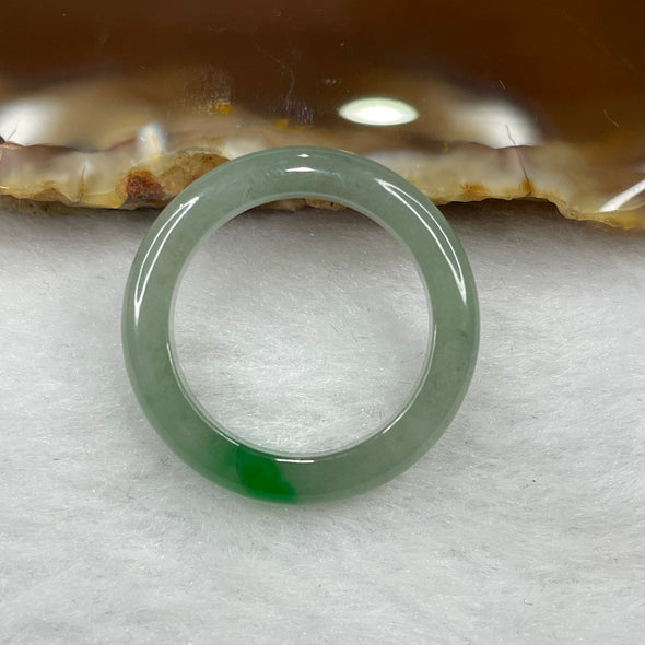 Type A Semi Icy Green Jade Jadeite Ring - 2.26g US 6.75 HK 14.5 Inner Diameter 17.2mm Thickness 3.7 by 3.5mm - Huangs Jadeite and Jewelry Pte Ltd