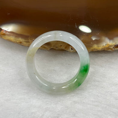 Type A Semi Icy Piao Hua Green Jade Jadeite Ring - 3.27g US 7.5 HK 16 Inner Diameter 17.6mm Thickness 5.3 by 3.7mm - Huangs Jadeite and Jewelry Pte Ltd