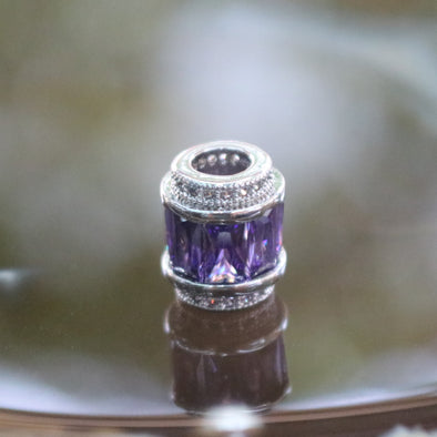 Sliver Plated Copper Purple Crystal Charm - Huangs Jadeite and Jewelry Pte Ltd