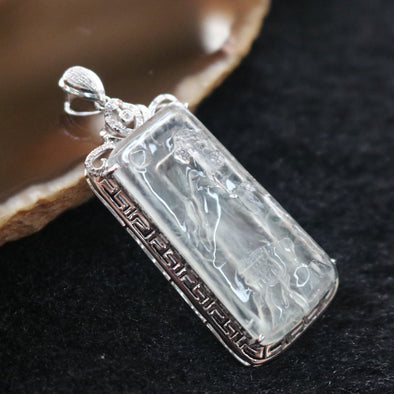Type A Burmese Jade Jadeite Glass Variety 18k White Gold with Diamonds Shan Shui Pendant 4.21g 37.2 by 17.6 by 6.6mm - Huangs Jadeite and Jewelry Pte Ltd