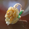 Type A Burmese Jade Jadeite Huang Fei Peony Flower in 18k Rose Gold with Natural Diamonds - 8.33g L21.1 W29.9 D13.3mm - Huangs Jadeite and Jewelry Pte Ltd